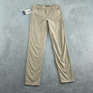Chaps Womens Khaki Trouser Pants Size 4 Cotton Blend Slim Fit a1075